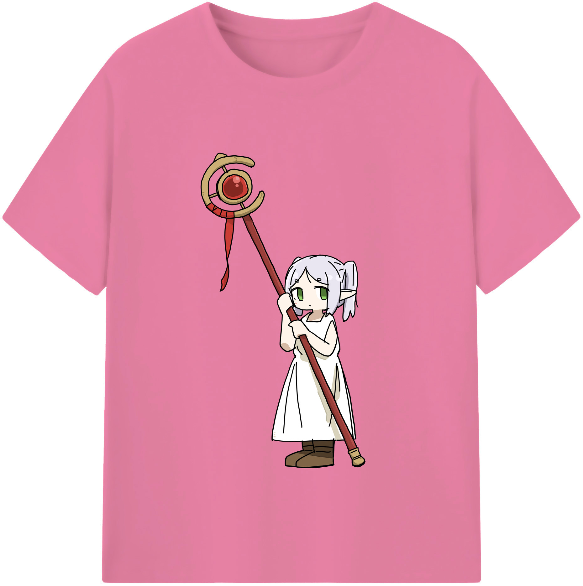 （画像用） 葬送のフリーレン Frieren 綿100％半袖Tシャツ（フロントプリント）